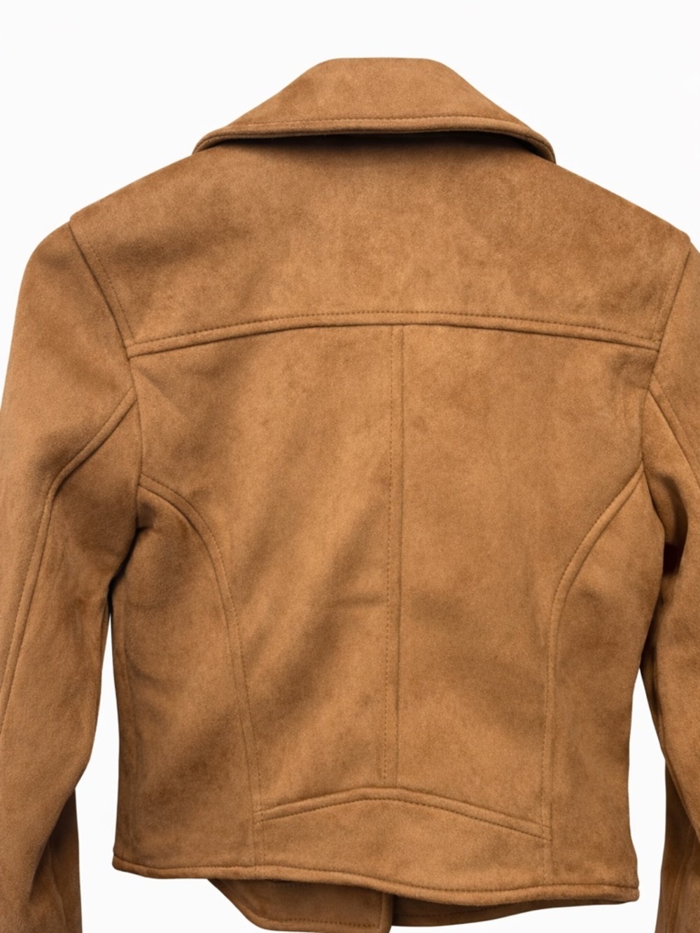 Abercrombie & Fitch Faux Leather Moto Jacket Camel Brown, Size Small - Picture 5 of 10